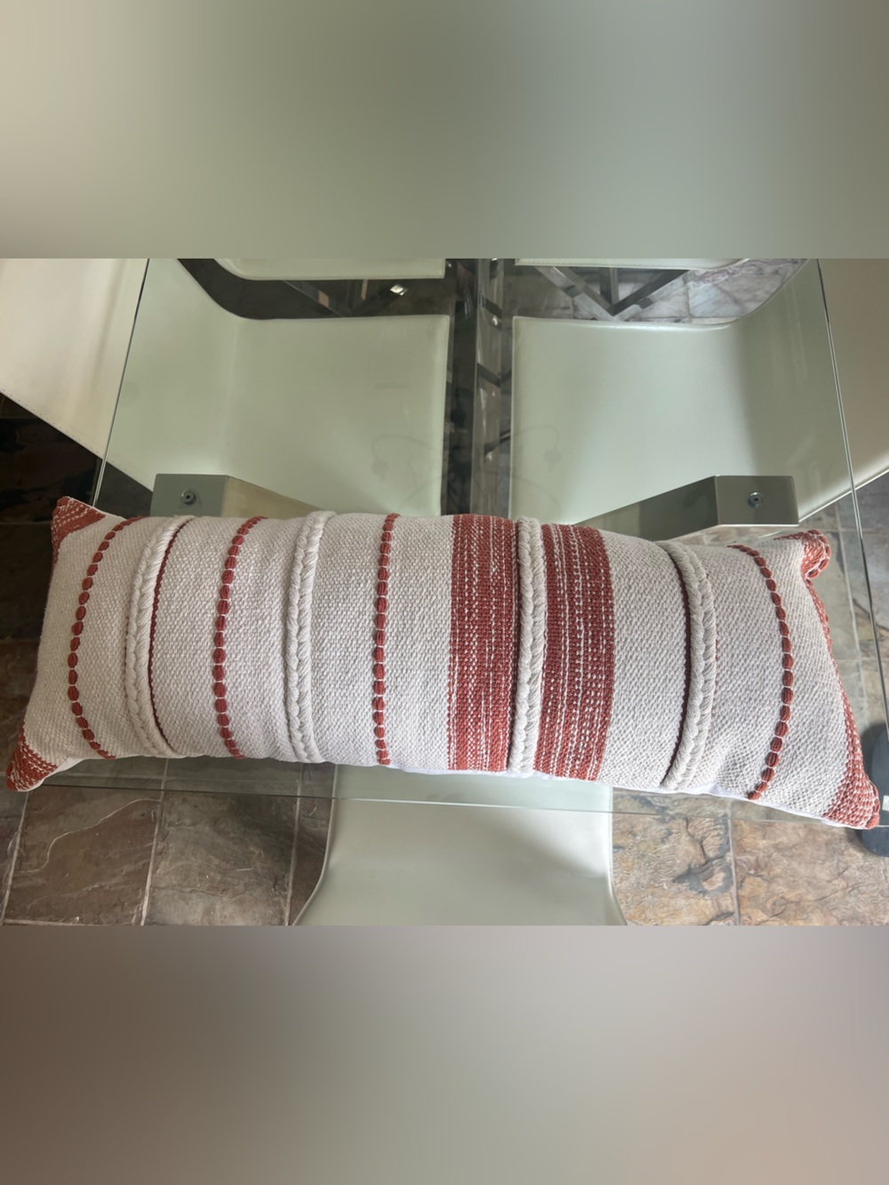 Rust Stripe Lumbar Pillow